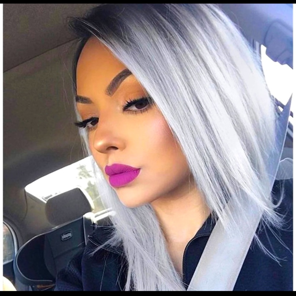 Ombre Style Short Blk Gray Wig